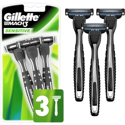 Gillette Mach3 Sensitive Men’s Disposable Razors - 3 Pack