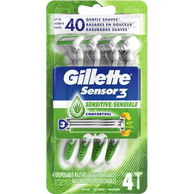 Gillette Sensor3 Sensitive Men's Disposable Razor - 4 Pack