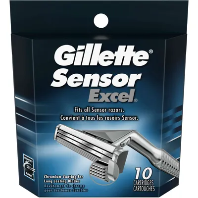 Gillette Sensor Excel Men's Razor Blades, 10 Refills