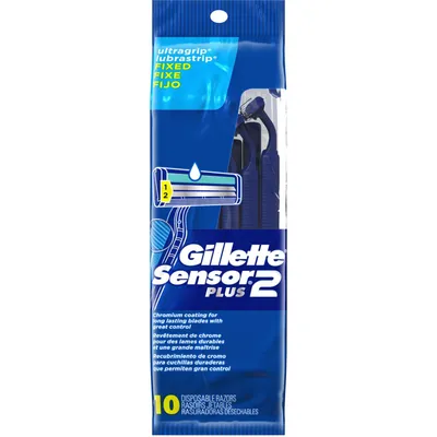 Gillette Sensor2 Plus Men’s Disposable Razors - 10 Pack