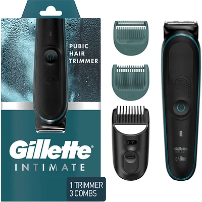 Gillette Intimate Men’s Pubic Hair Trimmer, SkinFirst Pubic Hair Trimmer For Men, Waterproof, Cordless For Wet/Dry Use, Shaver For Men, Lifetime Sharp Blades
