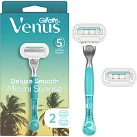 Miami Sunrise Deluxe Smooth Sensitive, 1 Women's Razor, 2 Refills