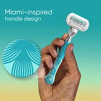 Miami Sunrise Deluxe Smooth Sensitive, 1 Women's Razor, 2 Refills