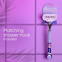 Miami Midnight Extra Smooth Women's Razor Handle, 2 Blade Refills and Shower Hook