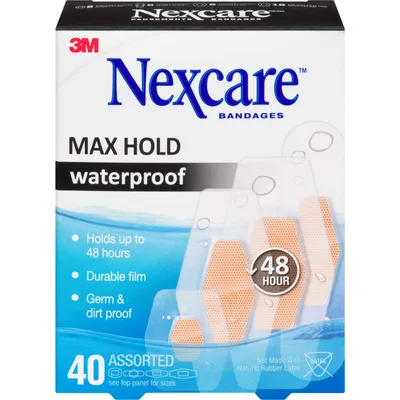 Nexcare™ Max Hold Waterproof Bandages, Assorted 40 ct value pack