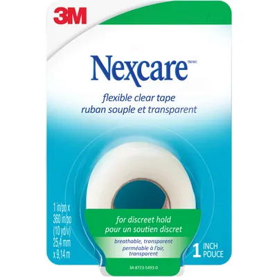 Nexcare™ Flexible Clear First Aid Tape, 1 in x 10 yds, 1 roll