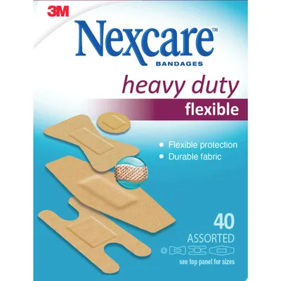 Nexcare™ Heavy Duty Fabric Bandages, Ast. Sizes, 40 pk