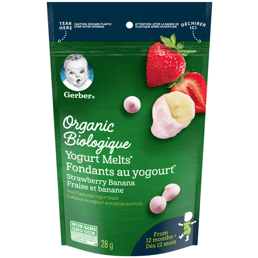 GERBER Organic YOGURT MELTS Strawberry Banana Toddler Snack