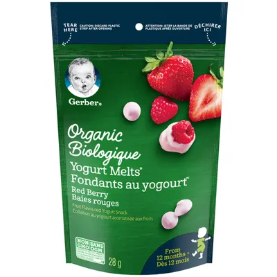 GERBER Organic YOGURT MELTS Red Berry Toddler Snack