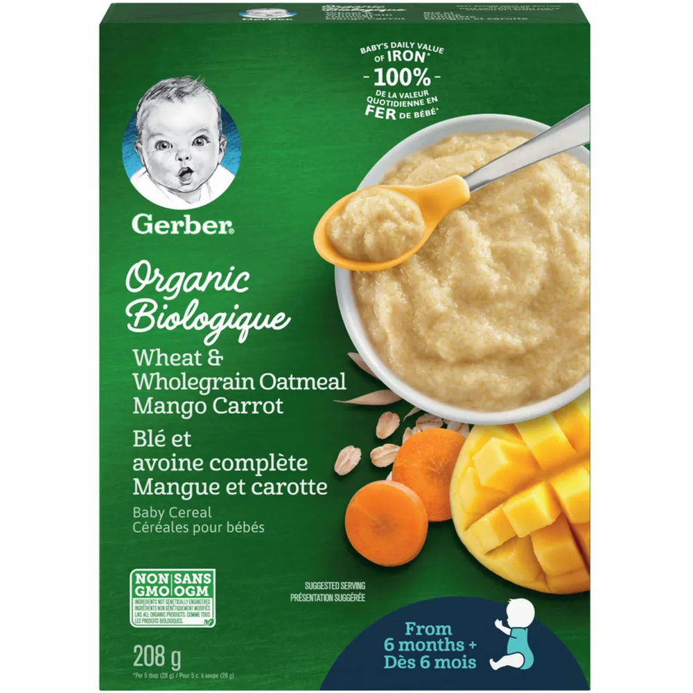 GERBER ORGANIC CEREAL MNGO CRT