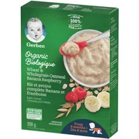 GERBER Organic Wheat & Wholegrain Oatmeal Banana Raspberry Cereal