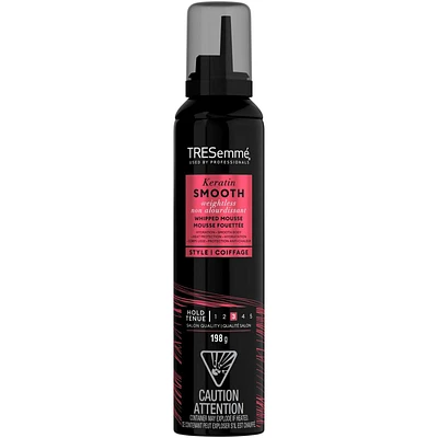 Keratin Smooth Weightless Whipped Hair Mousse for all-day hair volume provides hydration & heat protection