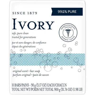 Ivory Bar Soap Original Scent 90 g, 10 count