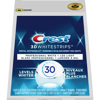 3D Whitestrips Professional White with LED Accelerator Light Teeth Whitening Kit, 19 Treatments, 30 Levels Whiter 