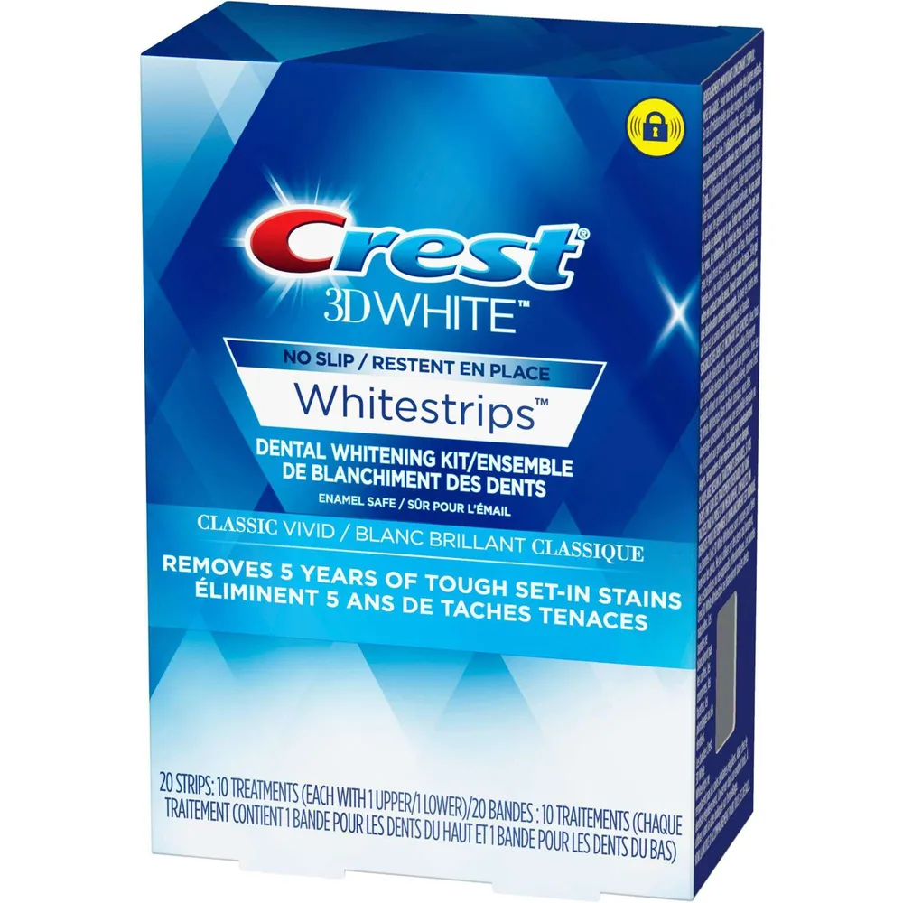 Crest 3D White Whitestrips Classic Vivid Teeth Whitening Kit, 20