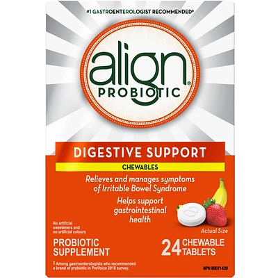 Align Probiotic, Chewables, daily probiotic supplement for digestive care, 24 chewable tablets, #1 Recommended Probiotic Brand by Doctors‡