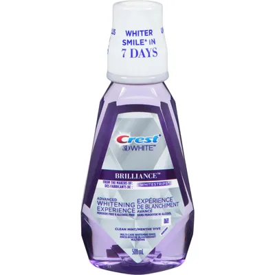 Crest 3D White Brilliance Alcohol Free Whitening Mouthwash, Clean Mint