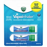 VapoInhaler Nasal Decongestant Inhaler, Menthol Scent, 0.20 mL each