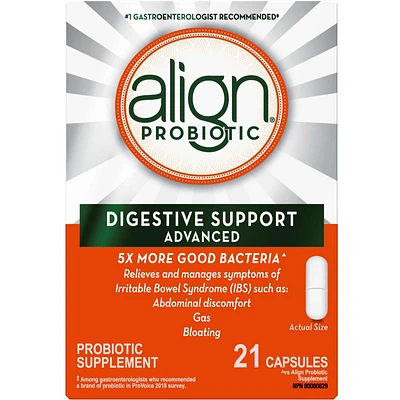 Align Advanced Probiotic, daily probiotic supplement for digestive care, 21 vegetarian capsules, #1 Recommended Probiotic Brand by Doctors‡