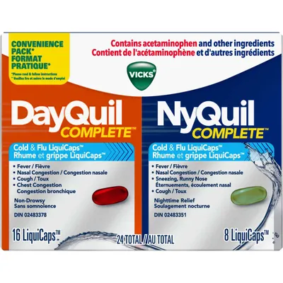 DayQuil and NyQuil COMPLETE Cough, Cold & Flu Relief, 24 LiquiCaps