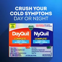 Vicks DayQuil and NyQuil COMPLETE Cold, Flu and Congestion Medicine, 36 LiquiCaps, Relieves Cough, Sore Throat Pain, Fever, Runny Nose, Congestion, Daytime and Nighttime