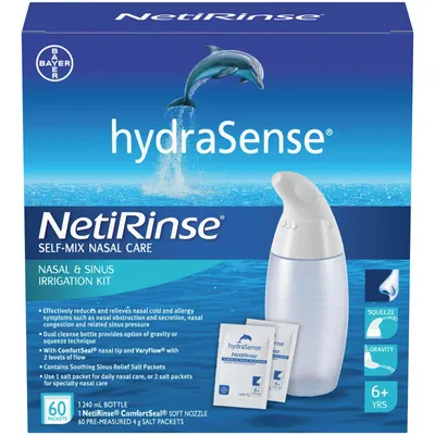 hydraSense NetiRinse 2-in-1 Nasal and Sinus Irrigation Kit, Helps Reduce and Relieve Nasal and Sinus Symptoms, 1 Kit