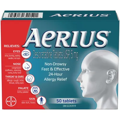 Aerius Allergy Medicine, Fast Relief, 24-Hour, Non-Drowsy, 15 Symptoms