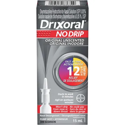 Drixoral No Drip Original Unscented Spray, Helps Relieve Nasal Congestion, 15ml