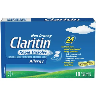 Claritin Rapid Dissolve Allergy Medicine, 24-Hour Non-Drowsy Relief 10 mg