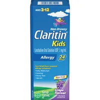 Claritin Kids, Allergy Medicine, 24-Hour Non-Drowsy Relief Syrup, Grape Flavour