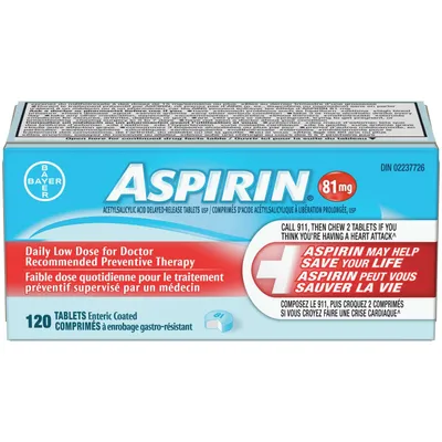 ASPIRIN 81mg, Daily Low Dose Enteric Coated Tablets