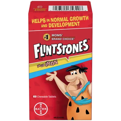 FLINTSTONES Plus Iron Chewable Multivitamin for Kids, Helps with Normal Growth and Development