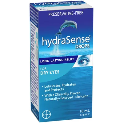 hydraSense Eye Drops, For Dry Eyes, Fast and Long-Lasting Relief, Preservative Free, Naturally Sourced Lubricant