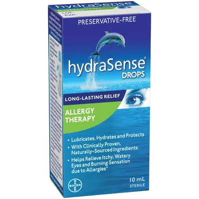 hydraSense Eye Drops, Allergy Relief, Preservative Free, Naturally Sourced, Long-Lasting Relief, 10 mL