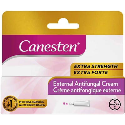 Canesten Extra Strength External Antifungal Cream for Yeast Infection, Relief from Itching and Burning, 15g