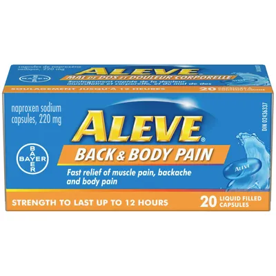 ALEVE Back and Body Pain Relief Liquid Gels, Up to 12 Hour Relief, Naproxen Sodium 220mg