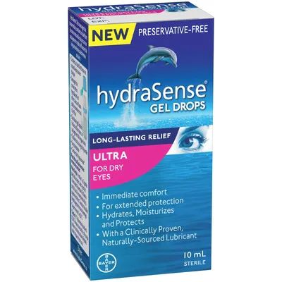 hydraSense ULTRA Eye Drops for Dry Eyes, Fast Long Lasting Relief, Preservative Free, Naturally Sourced Lubricant, 10ml