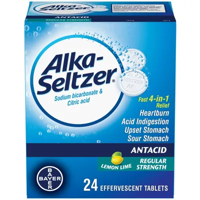 Antacid Heartburn Relief Effervescent Tablets - Antacid Tablets For Heartburn And Upset Stomach, Contains Sodium Bicarbonate And Citric Acid, Lemon Lime Flavour