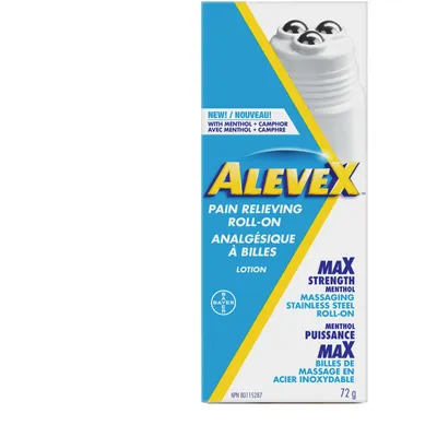 AleveX Topical Pain Relief Lotion - For Muscle And Joint Pain, Back Pain, And Arthritis Pain Relief, Contains Maximum Strength Cooling Menthol with Camphor, With Massaging Rollerball Applicator