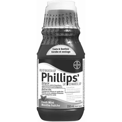 Phillips Milk of Magnesia Mint, Constipation Relief, Cramp Free, Stimulant-Free, Saline Laxative, 350ml
