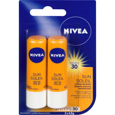NIVEA Sun Care SPF 30 Lip Balm (2x4.8g)