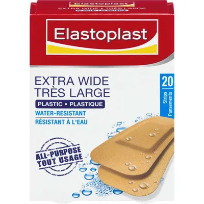 ELASTOPLAST Extra Wide Plastic Adhesive Bandages, 20 Strips