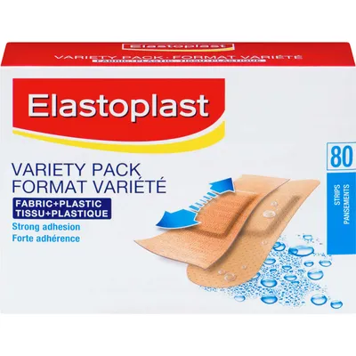 ELASTOPLAST Fabric + Plastic, 80 Strips Variety Pack