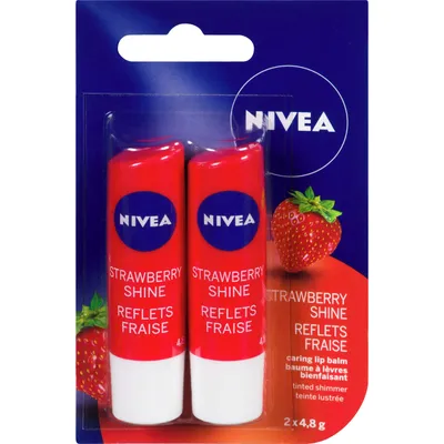 NIVEA Strawberry Shine Lip Balm (2x4.8g)