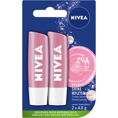 NIVEA Pearly Shine Lip Balm (2x4.8g)