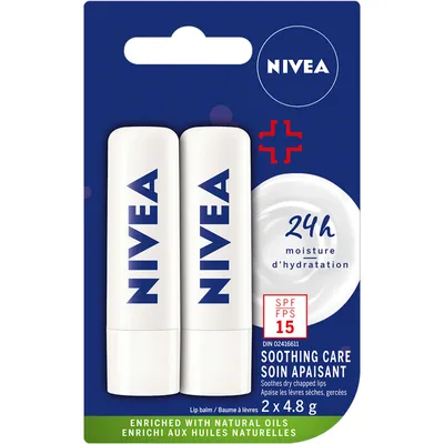 NIVEA Soothing Care SPF 15 Lip Balm (2x4.8g)