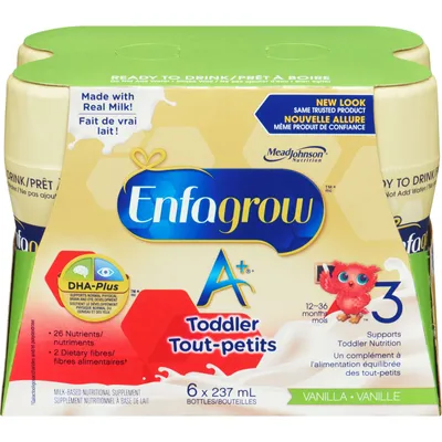 Enfagrow A+ Toddler Nutritional Drink Vanilla Flavour Ready to Drink bottles 6 pack