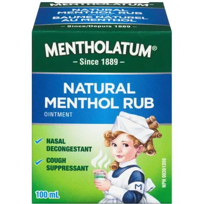 Natural Menthol Rub Ointment, Vapourizing Rub, Cough Suppressant & Nasal Decongestant