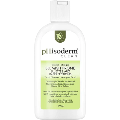 CLEAN Blemish-Prone Facial Cleanser with Salicylic Acid and Hyaluronic Acid, Paraben-Free, Soap-Free, Mineral Oil Free