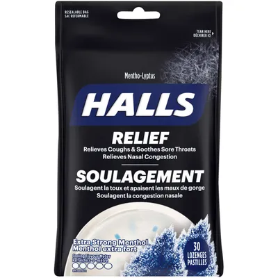 Halls Relief Mentho-Lyptus Extra Strong Menthol